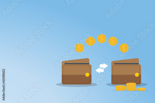Digital wallet transaction. Sending and receiving money. Money transfer.