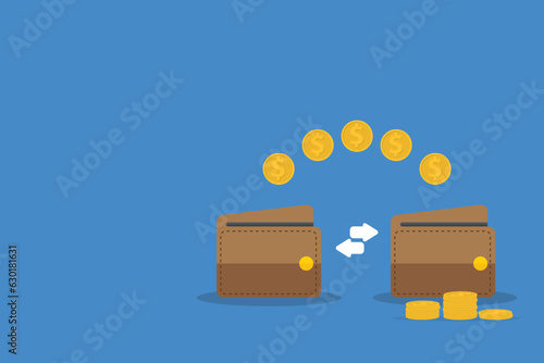 Digital wallet transaction. Sending and receiving money. Money transfer.