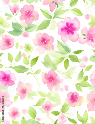Nature flowers and leaves watercolor seamless pattern. Background flowers 