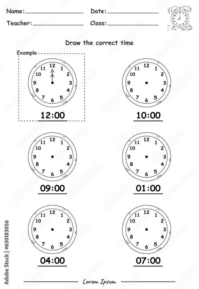 Fun Kids Learning Exercises. Draw The Time. Education Telling Time Worksheet Game for Children part five. Fun Kids Learning Exercises. Draw The Time. Education Telling Time Worksheet Game for Children part five.