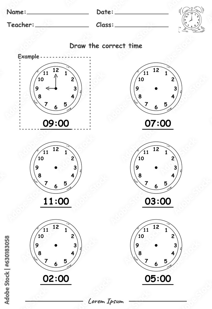 Fun Kids Learning Exercises. Draw The Time. Education Telling Time Worksheet Game for Children part Four. Fun Kids Learning Exercises. Draw The Time. Education Telling Time Worksheet Game for Children part Four.