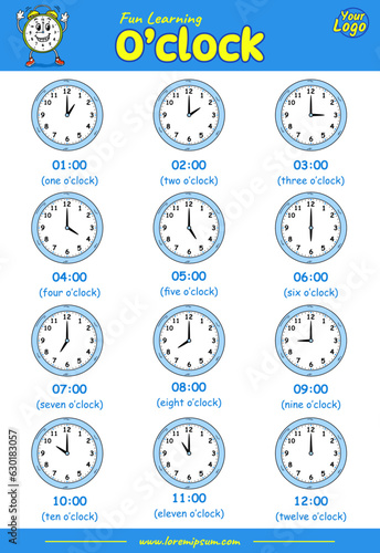 Fun learning the clock. Education Telling Time the clock.