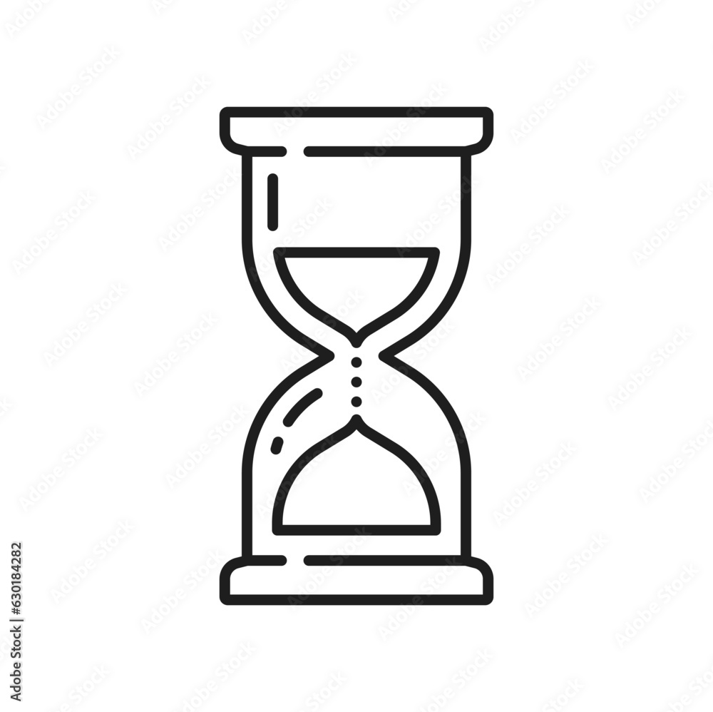 Hourglass isolated sand clock, countdown timer outline icon. Vector ...