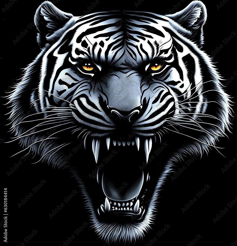 Fototapeta premium tiger roar halftone vector 