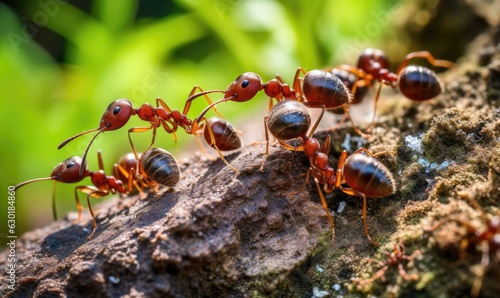 The determined ants laboriously haul food back to their colony