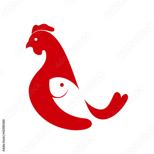 Chicken Fish Modern Simple Logo Design