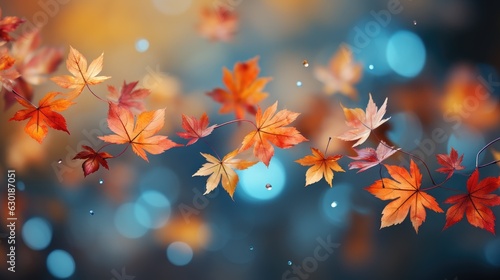 Colorful autumn leaves falling and spinning