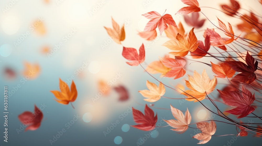 Colorful autumn leaves falling and spinning Colorful autumn leaves falling and spinning