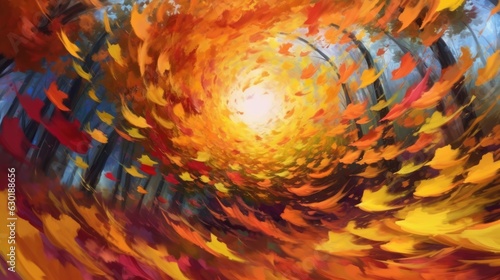 Colorful autumn leaves fall...