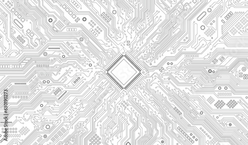 CPU Chip on Motherboard. Central Computer Processors CPU concept. Quantum computer, large data processing, database concept. Futuristic microchip processor. Digital chip.
