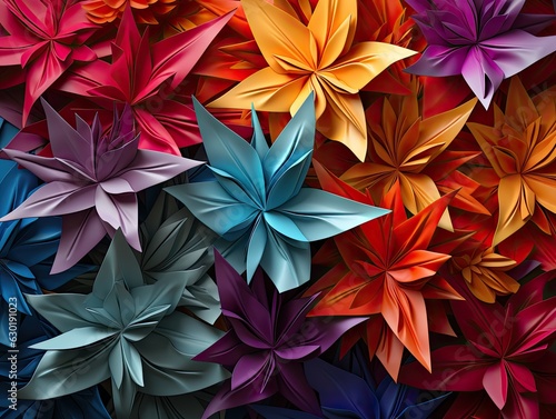 Colorful Origami Cranes Asian Wallpaper