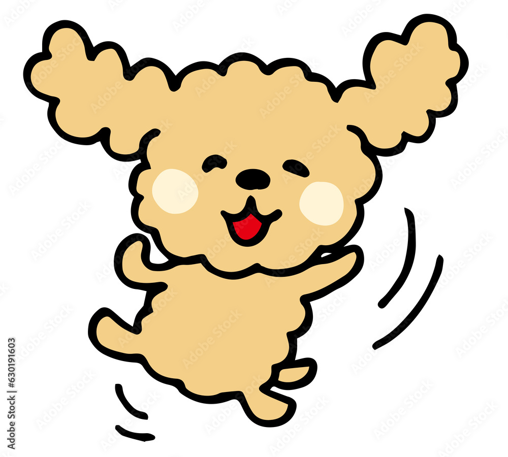 ゆるい手描きのトイプードル 嬉しいジャンプポーズ ゆるい手描きのトイプードル 嬉しいジャンプポーズ