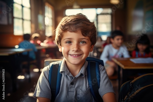 Smiling kid at school. Gene...