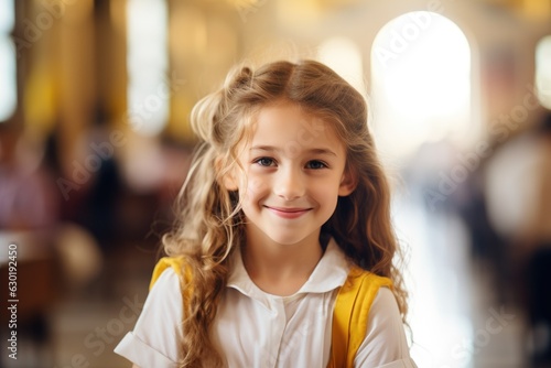 Smiling kid at school. Generative AI