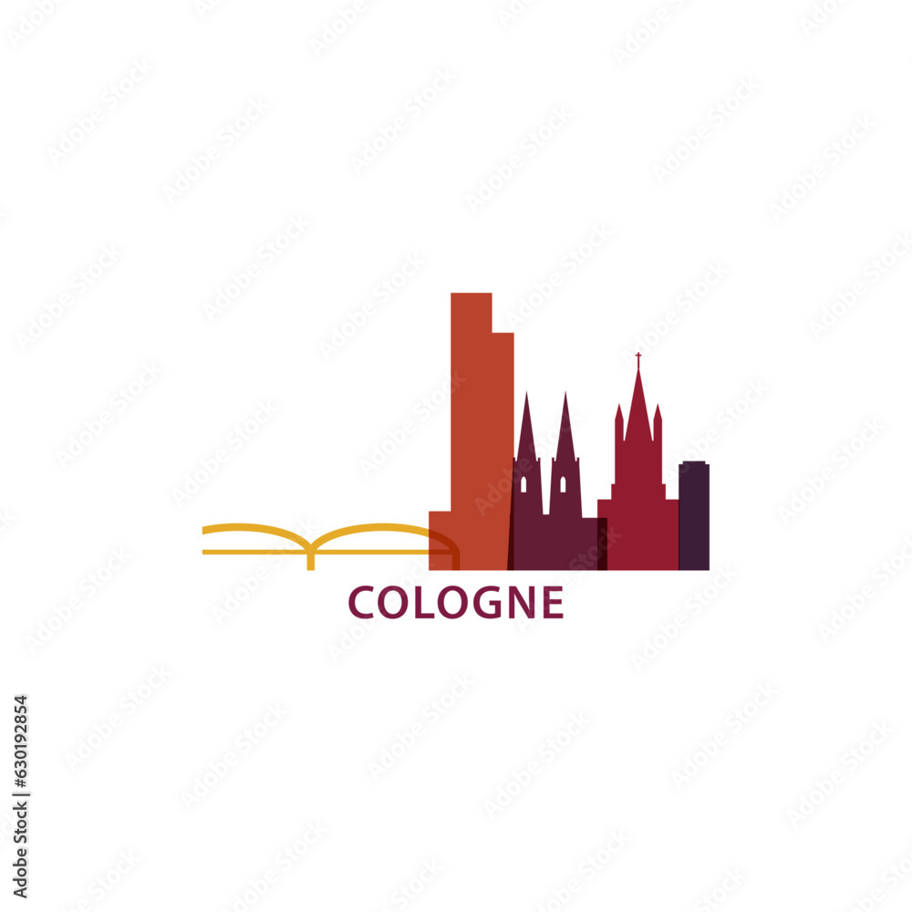 Germany Cologne cityscape skyline capital city panorama vector flat modern logo icon. Central Europe region emblem idea with landmarks and building silhouettes