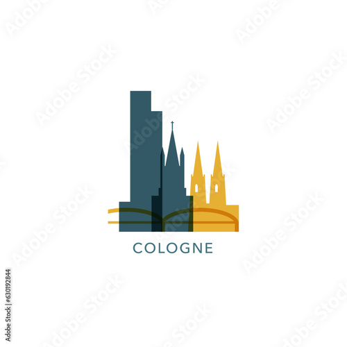 Germany, Cologne townscape, skyline, city panoramic vector flat logo, icon. German town emblem concept with landmarks and building silhouettes