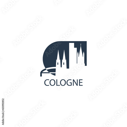 Germany Cologne cityscape skyline capital city panorama vector flat modern logo icon. Central Europe region emblem idea with landmarks and building silhouettes