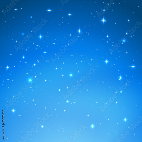 Night sky blue background with stars and light  vector illustration