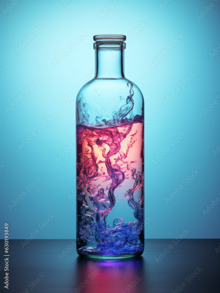 wide water glass one bottle design isolated pastel background. wide water glass one bottle design isolated pastel background.