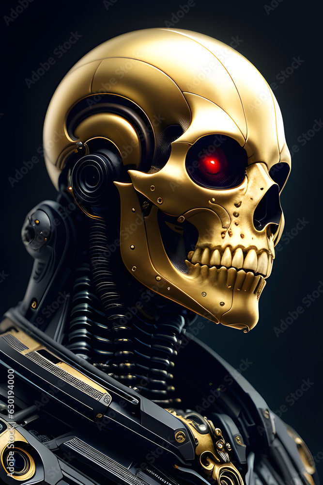 Generative AI Illustration of a Android Enigma - Of a The Glowing Skeleton Revealed Generative AI Illustration of a Android Enigma - Of a The Glowing Skeleton Revealed