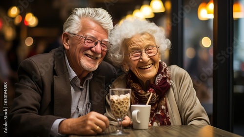 sweet senior couple eating ice cream