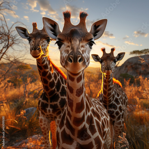 Giraffe in its Natural Habitat, Wildlife Photography, Generative AI © Vig