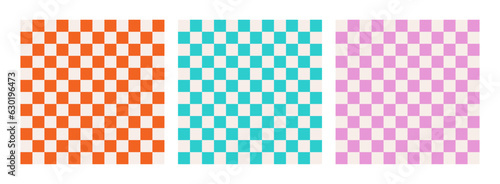 Fototapeta Naklejka Na Ścianę i Meble -  Groovy and retro cool cute checkerboard pattern
