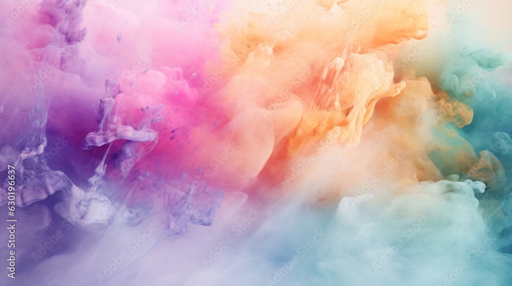 Fototapeta premium Generative AI : Abstract pastel colored powder explosion isolated on black background. High resolution texture