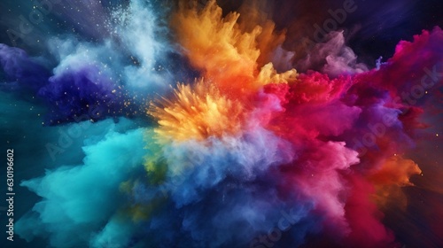 Generative AI   Abstract coloured powder explosion background  various colours