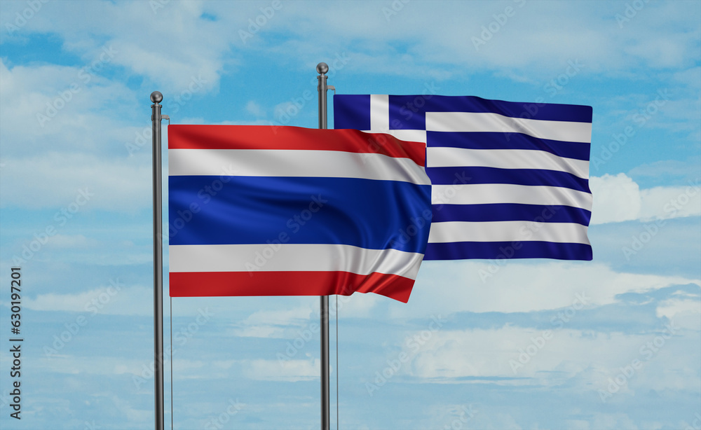 Fototapeta premium Greece and Thailand flag