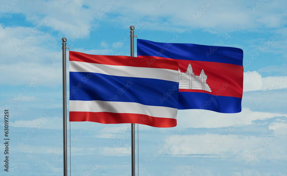 Cambodia and Thailand flag Cambodia and Thailand flag