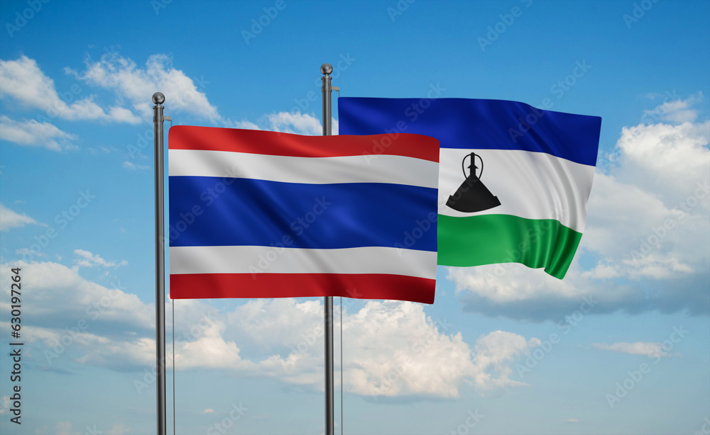 Naklejka premium Lesotho and Thailand flag