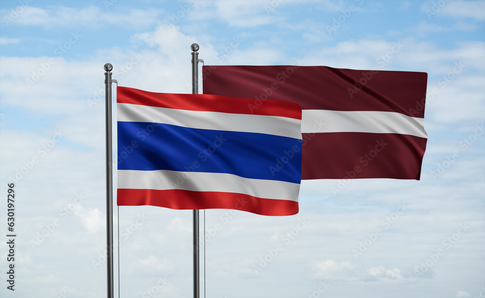 Latvia and  Thailand flag