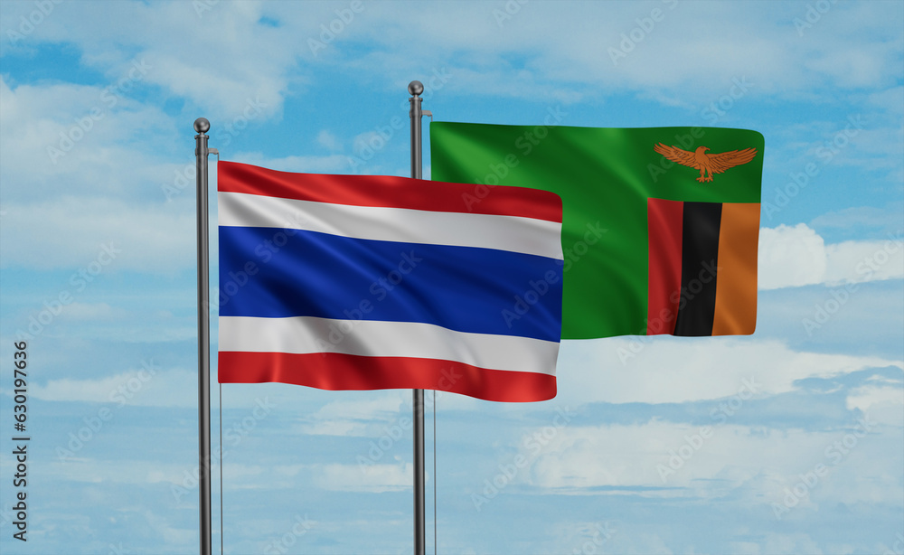 Fototapeta premium Zambia and Thailand flag