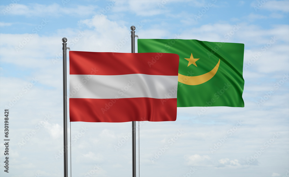 Mauritania and Austria flag Mauritania and Austria flag