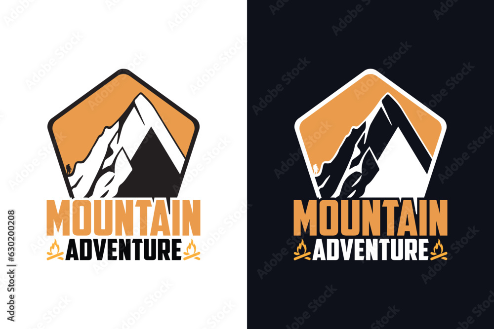 Mountain adventure logo vector. summer hiking t-shirt print design Mountain adventure logo vector. summer hiking t-shirt print design