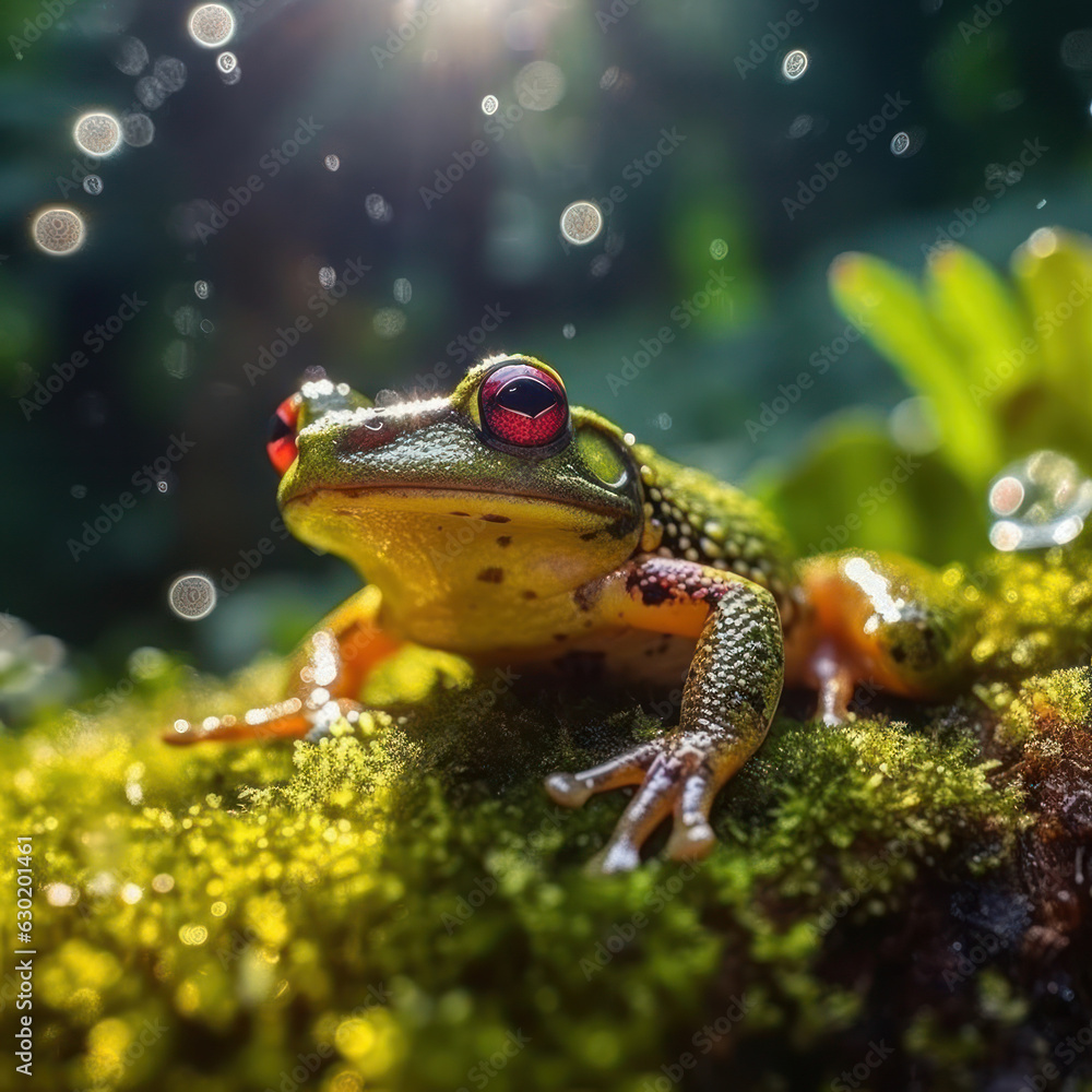 Frog in its Natural Habitat, Wildlife Photography, Generative AI Frog in its Natural Habitat, Wildlife Photography, Generative AI