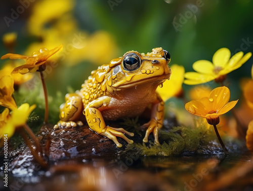 Frog in its Natural Habitat, Wildlife Photography, Generative AI © Vig