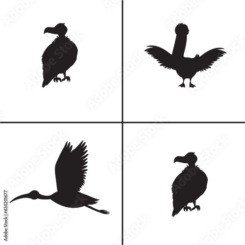 FLAT DESIGN BIRD SILHOUETTE SET   