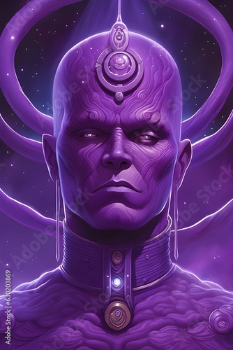 Awe-Inspiring Male Purple Cosmic God DMT Art: A Psychedelic Journey into Divine Mysticism and Mind-Bending Visuals | DMT-Inspired Artwork, Psychedelic Illustrations, Trippy Visuals