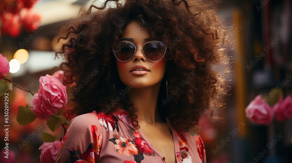 attractive young black woman with sunglasses