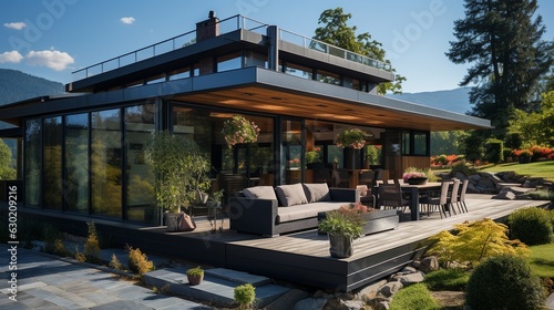 Photo Stylishly contemporary exterior of a luxury villa