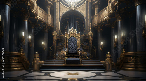 Leinwand Poster Decorated empty throne hall