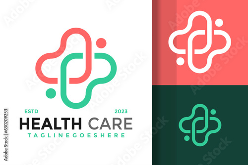 Health care medical cross logo design vector symbol icon illustration