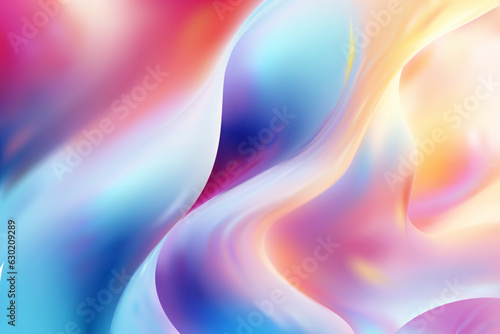 Bright abstract backgraund with vertical waves of opalescent liquid. Blue, magenta, yellow pattern with soft transitions. Vector gradient mesh. Wallpaper with juicy colors. photo