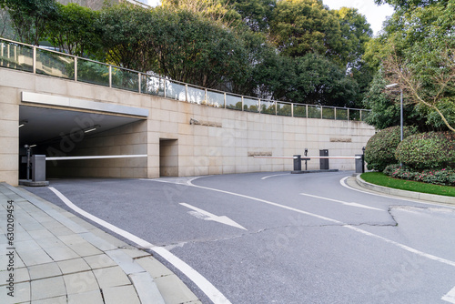 Modern building underground parking lot exit