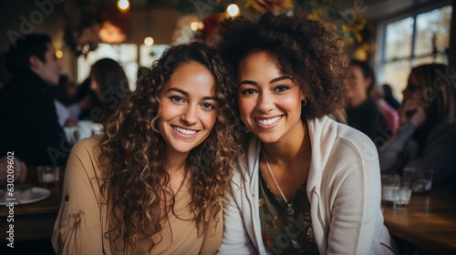 attractive African American woman in a cafe with a friend