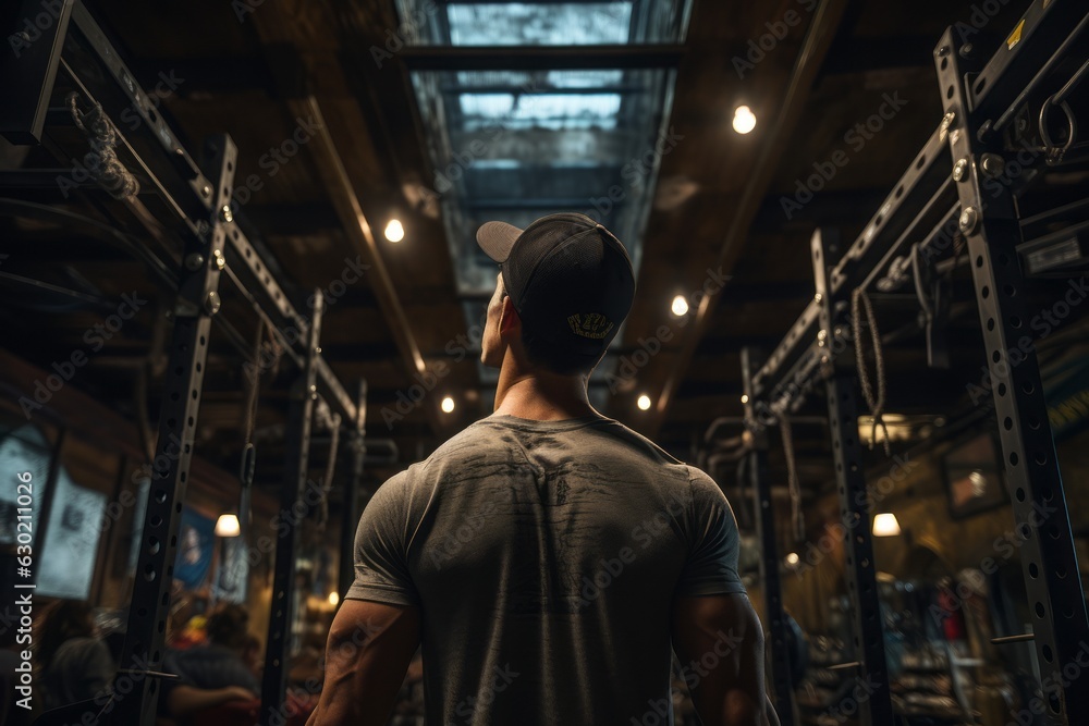Gym Member With Pull Up Rig, Generative AI Gym Member With Pull Up Rig, Generative AI