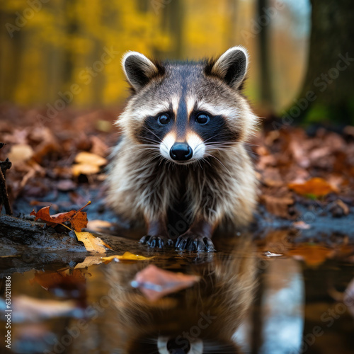 Raccoon in its Natural Habitat, Wildlife Photography, Generative AI © Vig