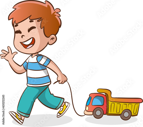 vector illustrations of cute chid driving toy car